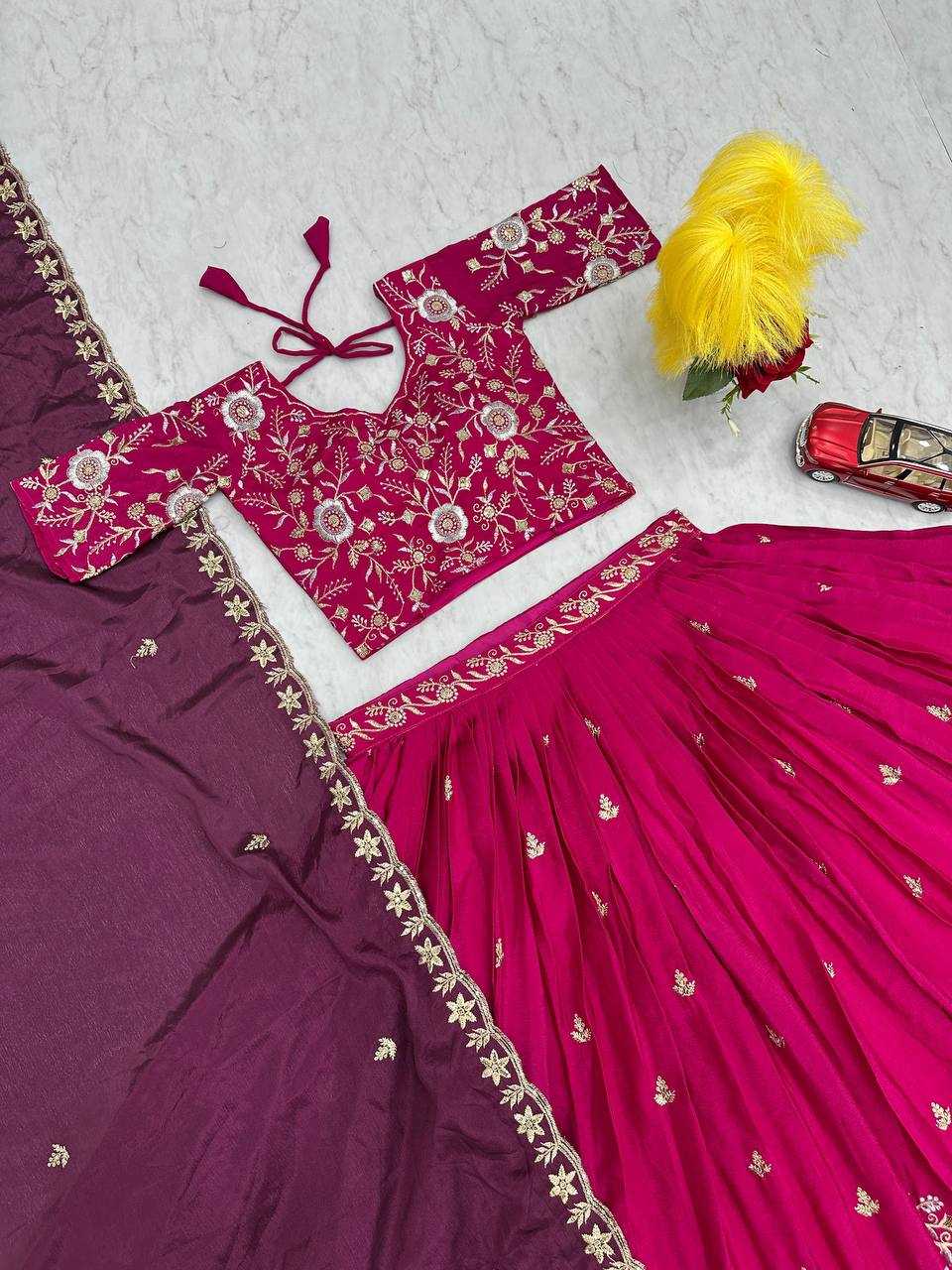 YNF CHINON KESH130 204 LEHENGAS WHOLESALE SILK WEDDING EMBROIDERED PINK LEHENGA WITH DUPTTA WEDDING LEHENGAS MANUFACTURER