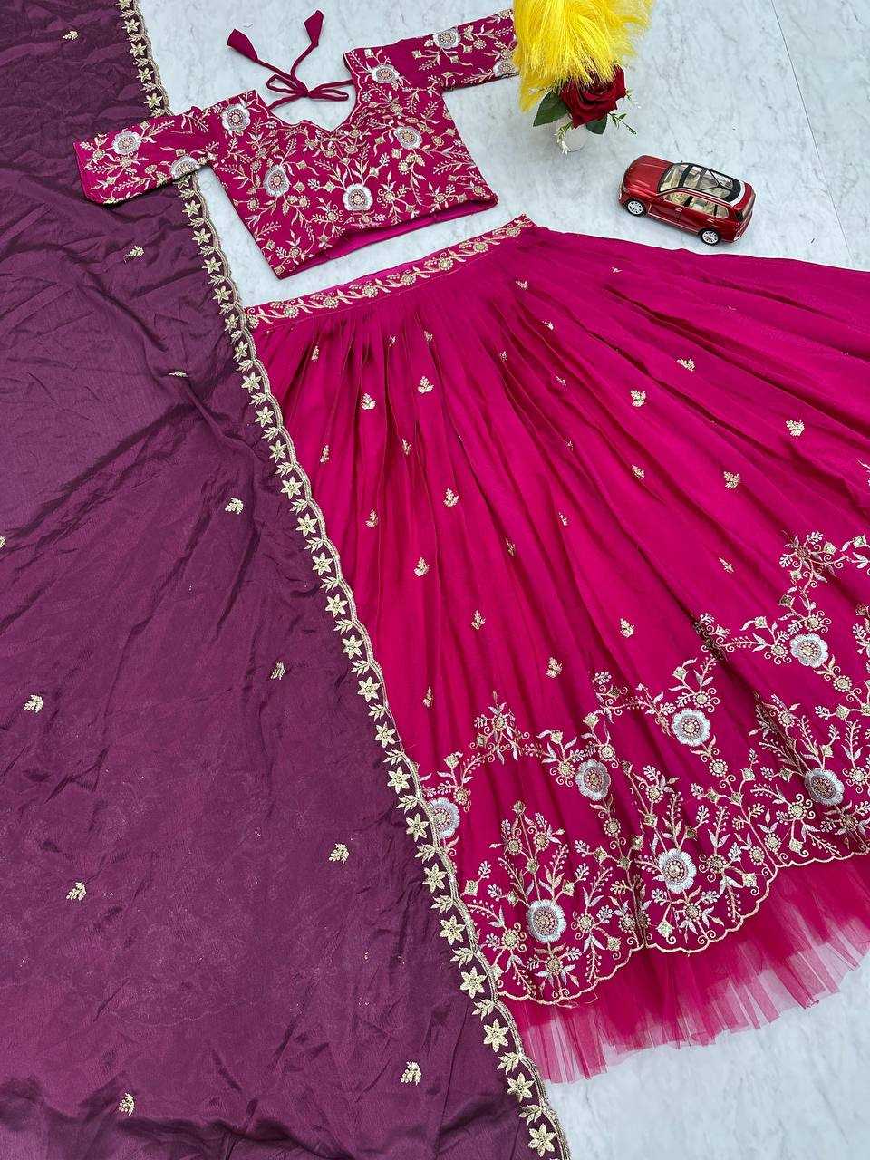 YNF CHINON KESH130 204 LEHENGAS WHOLESALE SILK WEDDING EMBROIDERED PINK LEHENGA WITH DUPTTA WEDDING LEHENGAS MANUFACTURER