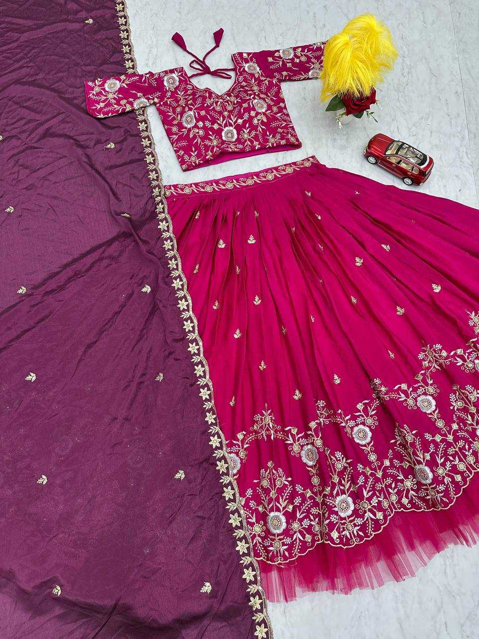 YNF CHINON KESH130 204 LEHENGAS WHOLESALE SILK WEDDING EMBROIDERED PINK LEHENGA WITH DUPTTA WEDDING LEHENGAS MANUFACTURER