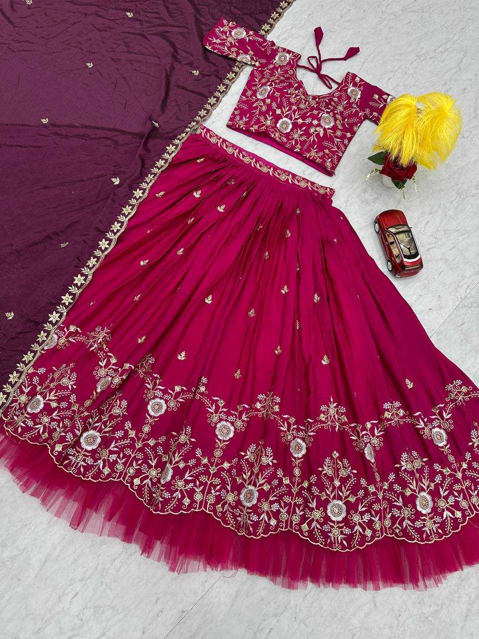 YNF CHINON KESH130 204 LEHENGAS WHOLESALE SILK WEDDING EMBROIDERED PINK LEHENGA WITH DUPTTA WEDDING LEHENGAS MANUFACTURER