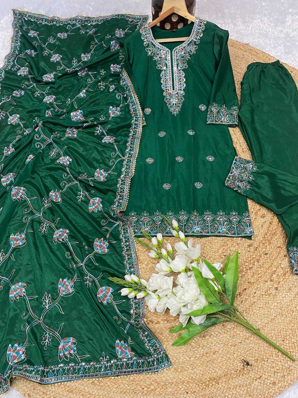 YNF CHINON KESH164 G71 SUITS & DRESSES WHOLESALE EMBROIDRY LONG KURTI GREEN SALWAR SUITS LADIES SILK MANUFACTURE