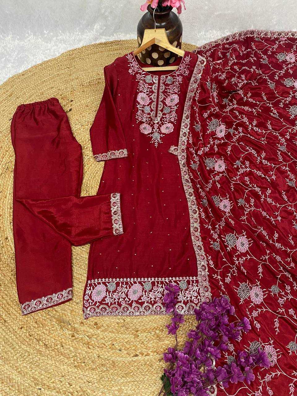 YNF CHINON KESH164 G72 SUITS & DRESSES WHOLESALE EMBROIDRY LADIES LONG KURTI RED SALWAR SUITS MANUFACTURE