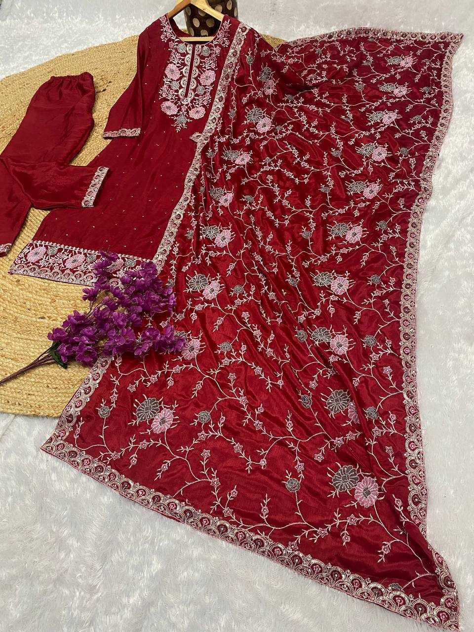 YNF CHINON KESH164 G72 SUITS & DRESSES WHOLESALE EMBROIDRY LADIES LONG KURTI RED SALWAR SUITS MANUFACTURE