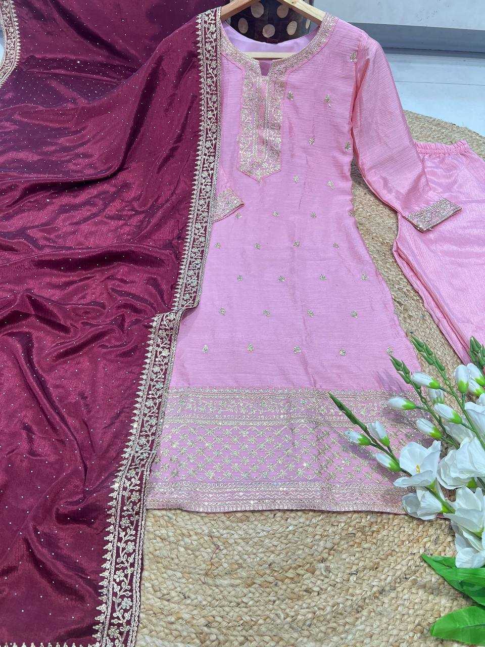 YNF CHINON KESH164 G76 SUITS & DRESSES WHOLESALE EMBROIDERY LONG KURTI PINK SALWAR SUITS MANUFACTURE