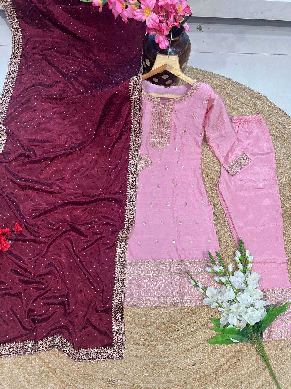 YNF CHINON KESH164 G76 SUITS & DRESSES WHOLESALE EMBROIDERY LONG KURTI PINK SALWAR SUITS MANUFACTURE