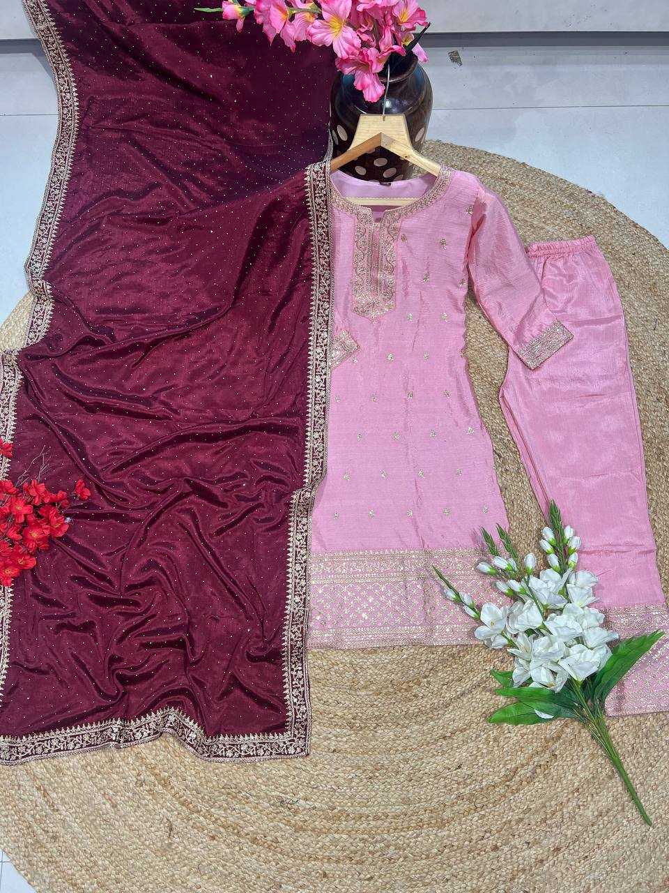 YNF CHINON KESH164 G76 SUITS & DRESSES WHOLESALE EMBROIDERY LONG KURTI PINK SALWAR SUITS MANUFACTURE