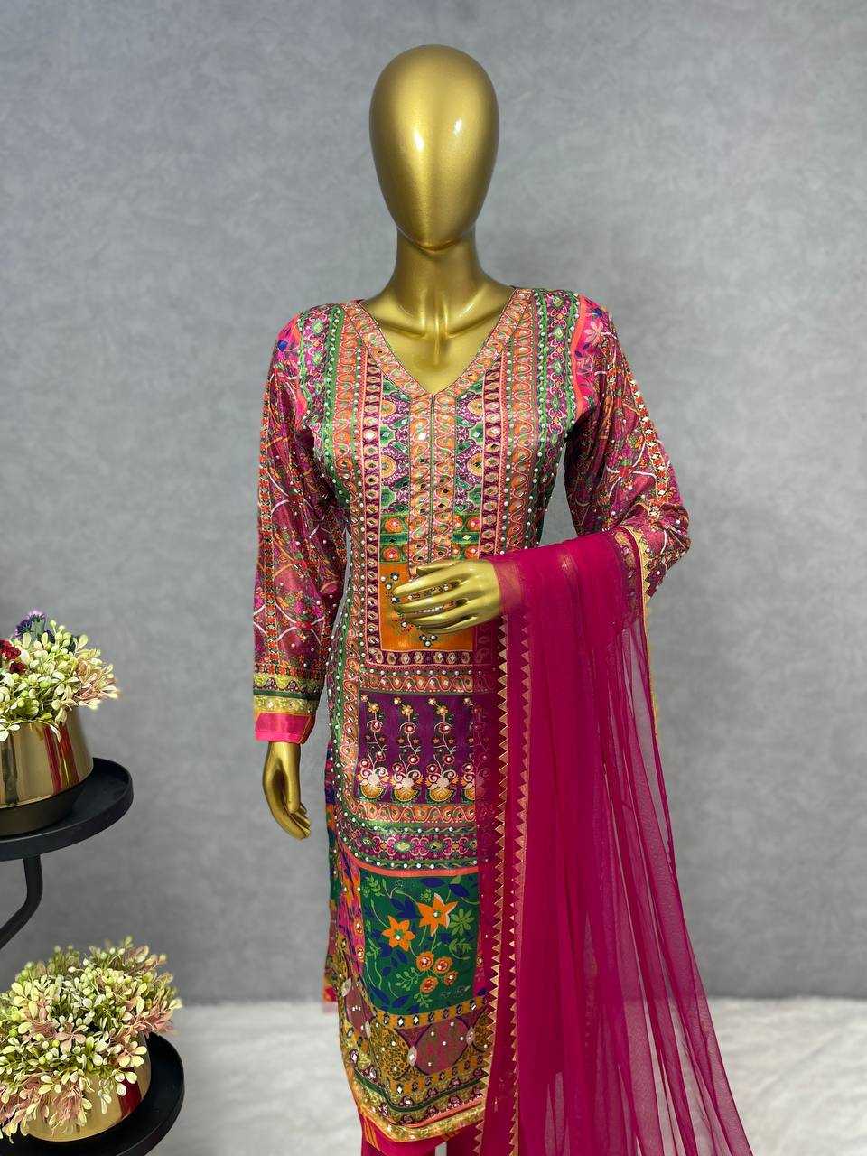 YNF CHINON KESH228 541 SUITS & DRESSES WHOLESALE EMBROIDRY LONG KURTI GREEN SALWAR SUITS LADIES SILK MANUFACTURE