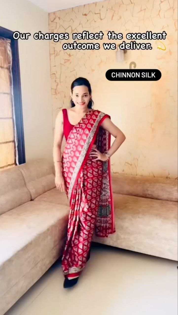 YNF CHINON SILK KESH188 9226 SAREES WHOLESALE READY TO WEAR PRINTED PRE DRAPED SILK SAREES WITH BLOUSE MANUFACTURER