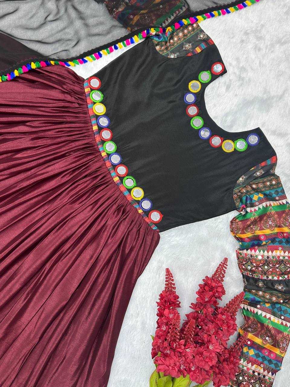 YNF CHINON SILK KESH228 547 GOWNS WHOLESALE LONG WORK NAVRATRI GOWNS MANUFACTURER