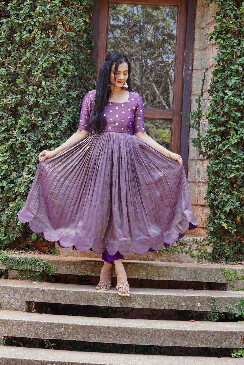 YNF CHINON SILK KESH232 983 GOWNS WHOLESALE FANCY ANARKALI SILK PURPLE GOWNS MANUFACTURER