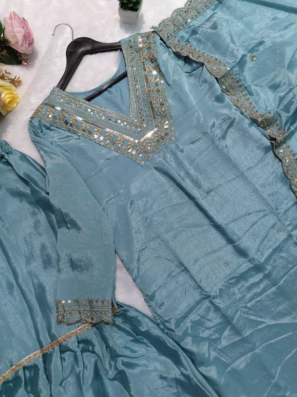 YNF CHINON SILK RIN201 RRD34S UITS & DRESSES WHOLESALE LADIES EMBROIDERY SHARARA SALWAR LADIES SILK SUITS MANUFACTURER