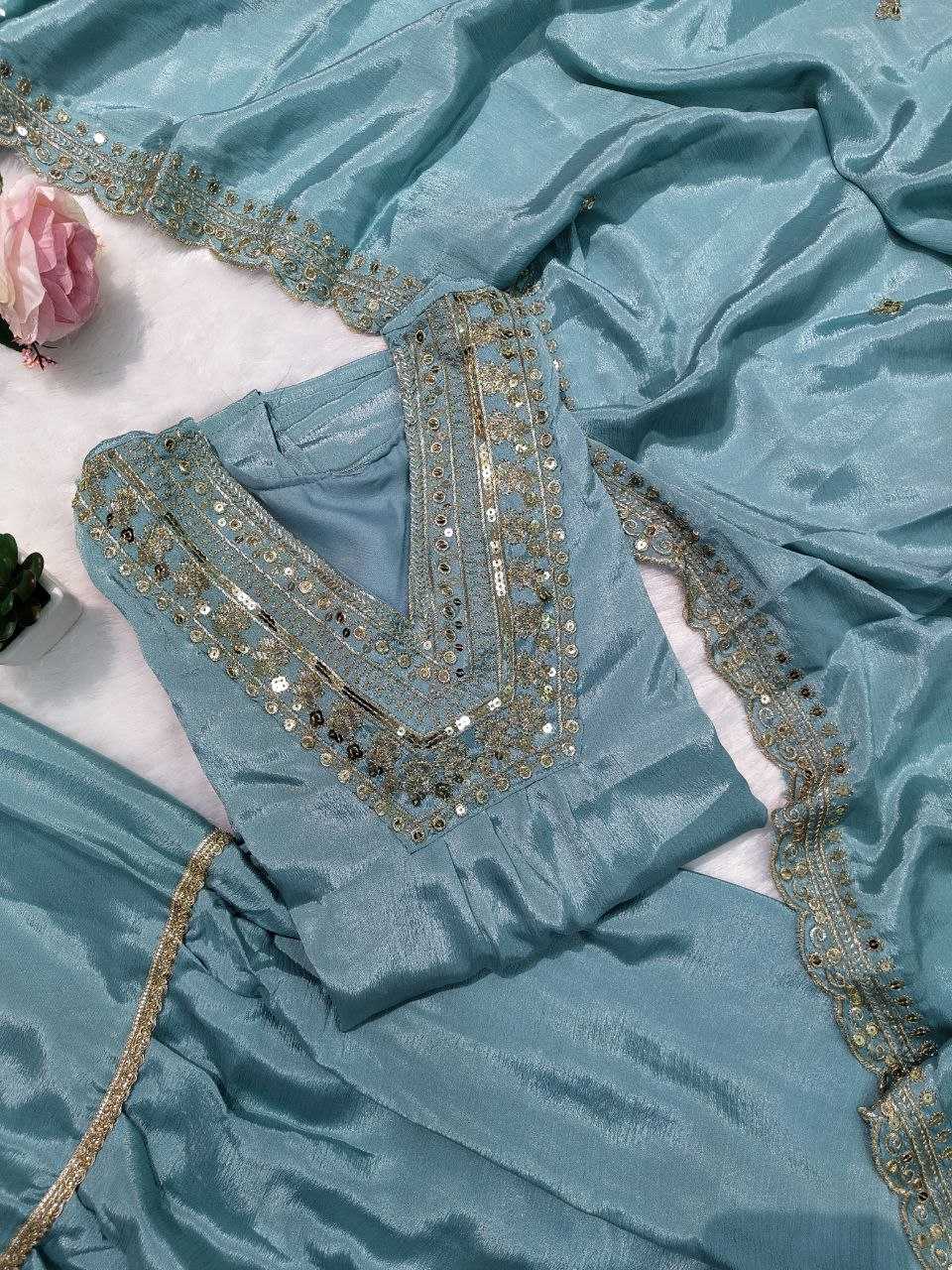 YNF CHINON SILK RIN201 RRD34S UITS & DRESSES WHOLESALE LADIES EMBROIDERY SHARARA SALWAR LADIES SILK SUITS MANUFACTURER