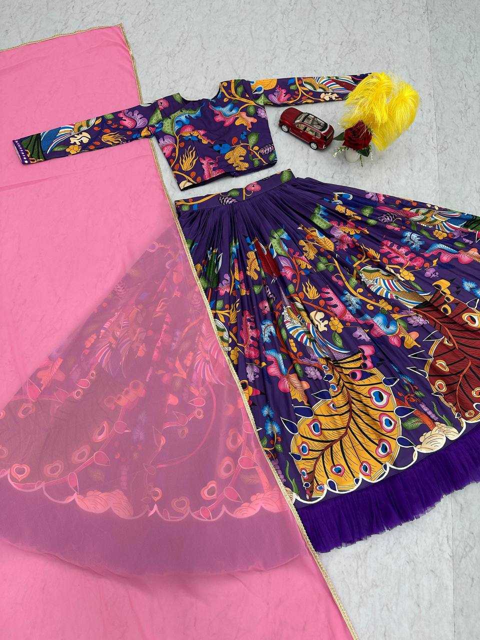 YNF COTTON KESH119 458 LEHENGAS WHOLESALE KALAMKARI PRINTED BLUE LEHENGAS MANUFACTURER