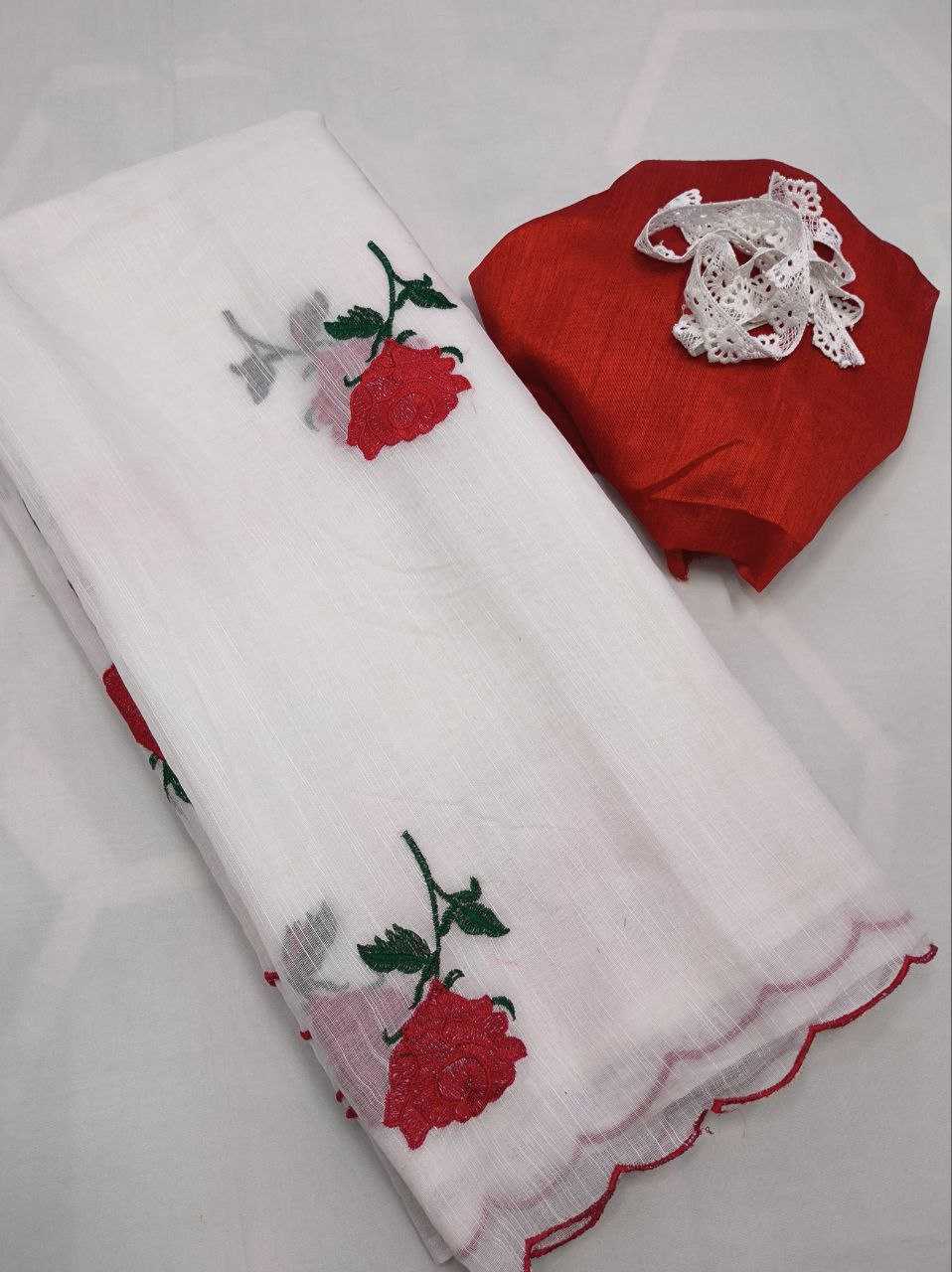 YNF COTTON KESH188 9134 SAREES WHOLESALE COTTON LINEN WHITE CUTWORK COTTON SAREES MANUFACTURER