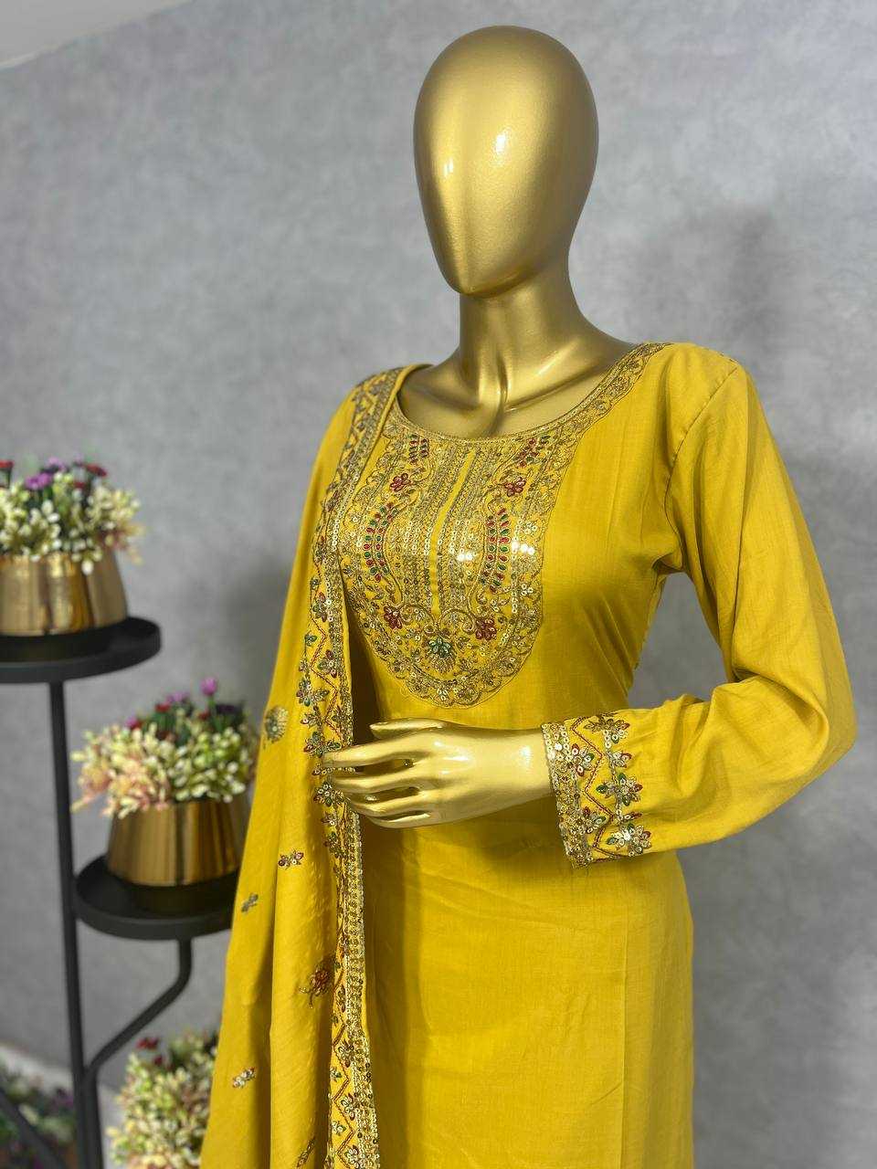 YNF COTTON KESH227 1001 SUITS & DRESSES WHOLESALE LADIES EMBROIDERY COTTON LONG KURTIS YELLOW SALWAR SUITS MANUFACTURER