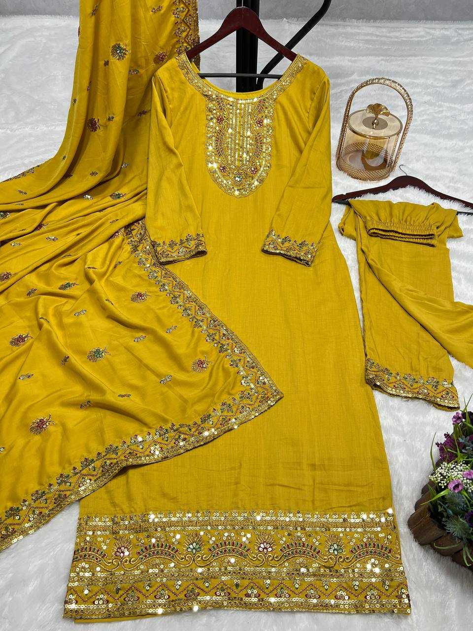 YNF COTTON KESH227 1001 SUITS & DRESSES WHOLESALE LADIES EMBROIDERY COTTON LONG KURTIS YELLOW SALWAR SUITS MANUFACTURER