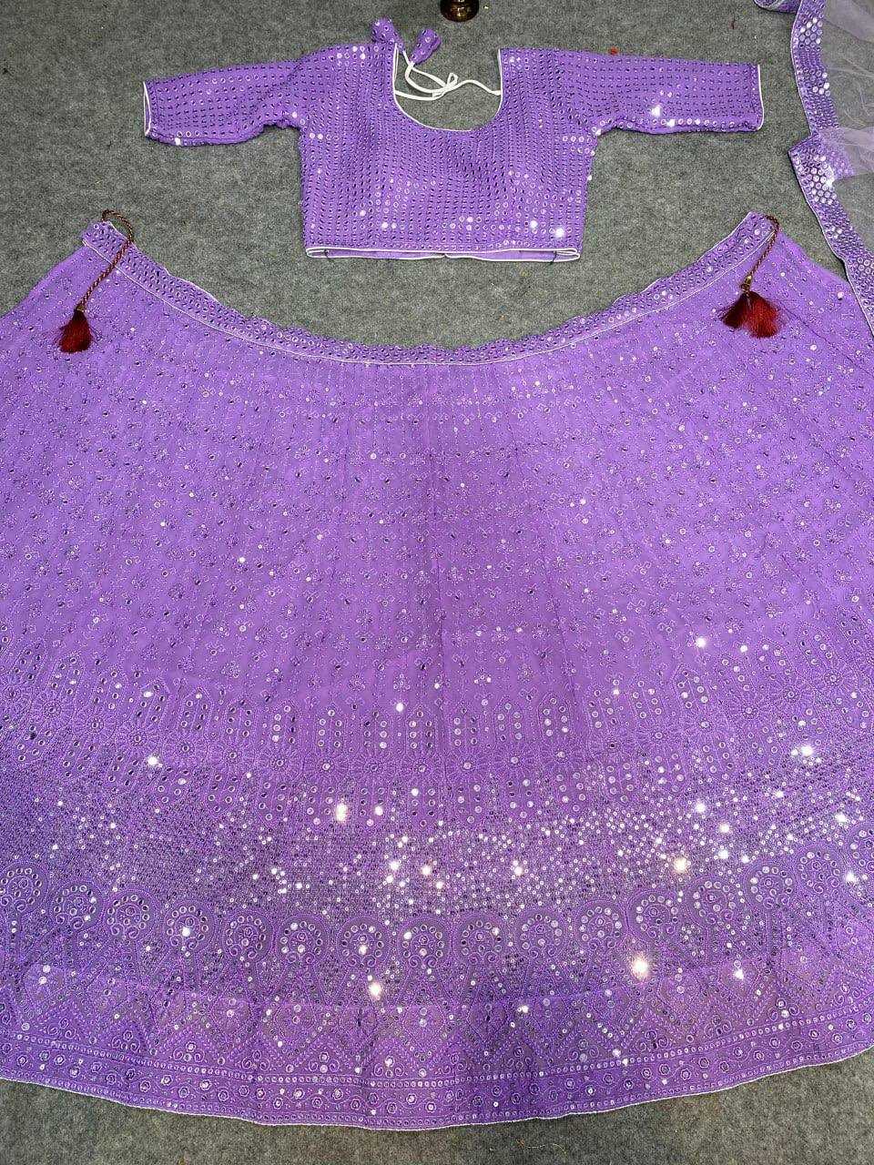 YNF FAUX GEORGETTE KESH164 L09 LEHENGAS WHOLESALE DESIGENR GEORGETTE WEDDING SEQUINS PURPLE LEHENGAS MANUFACTURER