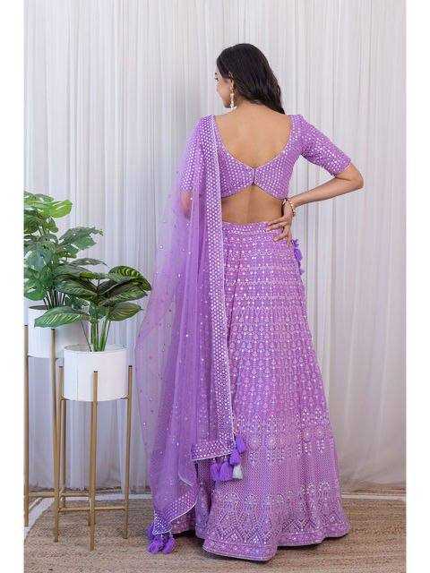 YNF FAUX GEORGETTE KESH164 L09 LEHENGAS WHOLESALE DESIGENR GEORGETTE WEDDING SEQUINS PURPLE LEHENGAS MANUFACTURER