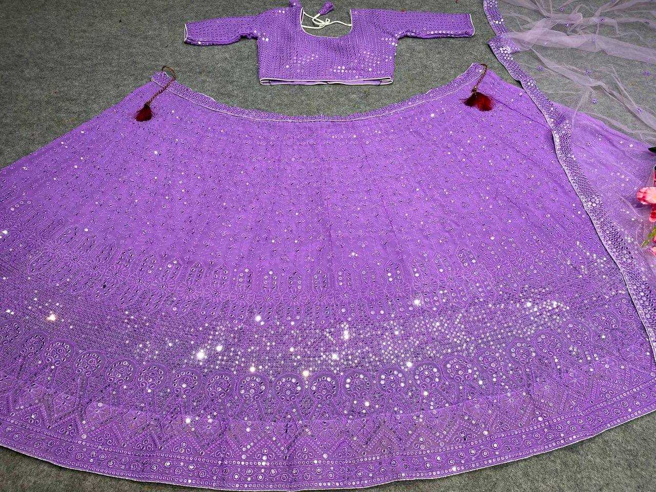 YNF FAUX GEORGETTE KESH164 L09 LEHENGAS WHOLESALE DESIGENR GEORGETTE WEDDING SEQUINS PURPLE LEHENGAS MANUFACTURER