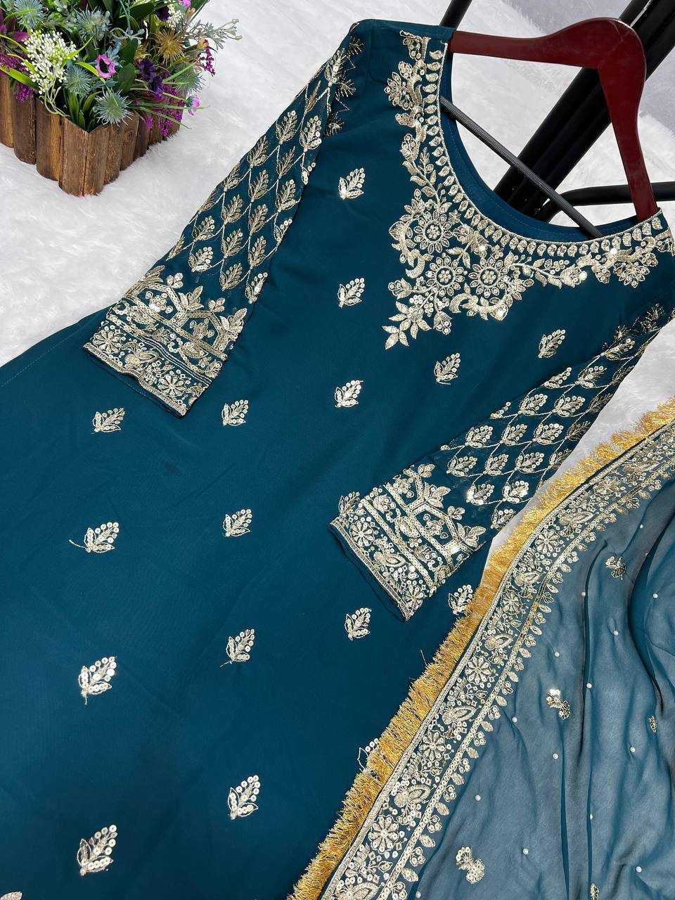 YNF FAUX GEORGETTE KESH227 1014 SUITS & DRESSES WHOLESALE SHARARA SALWAR EMBROIDERY GEORGETTE PARTY WEAR WEDDING SUITS MANUFACTURER