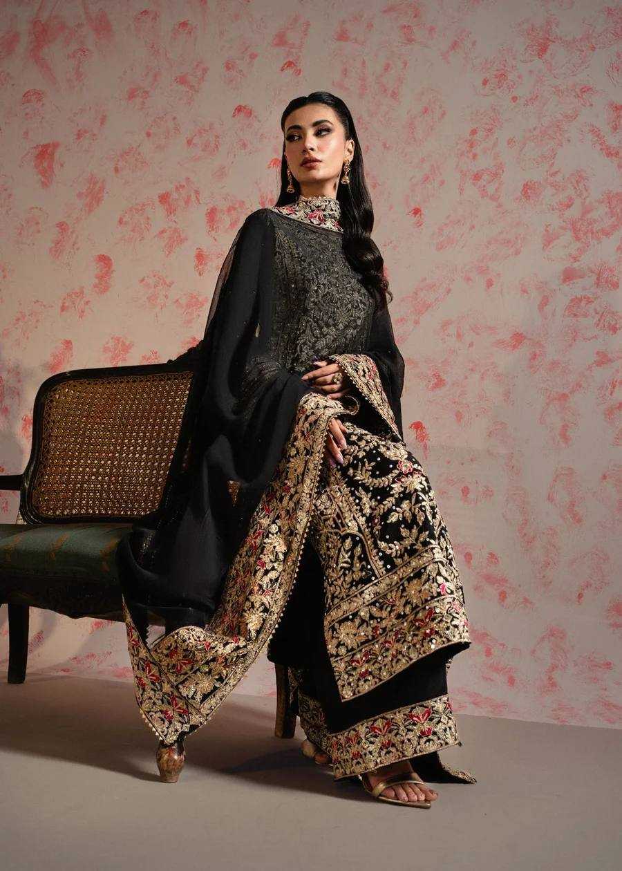 YNF FAUX GEORGETTE KESH228 570 SUITS & DRESSES WHOLESALE GEORGETTE EMBROIDERY LONG KURTI BLACK SUITS MANUFACTURE