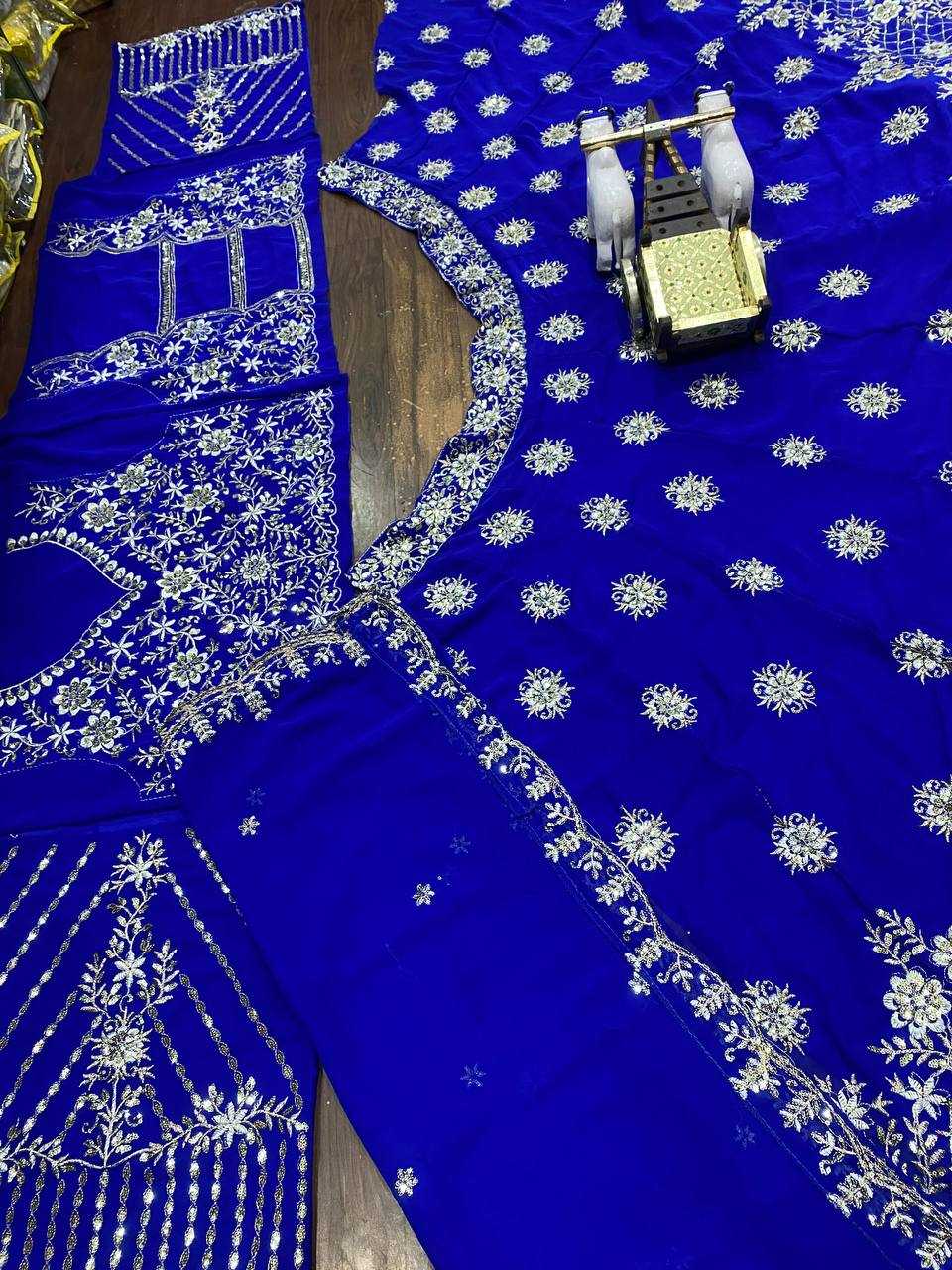 YNF FAUX GEORGETTE RIN108 1675 LEHENGAS WHOLESALE GEORGETTE EMBROIDERED WEDDING BLUE LEHENGAS MANUFACTURER