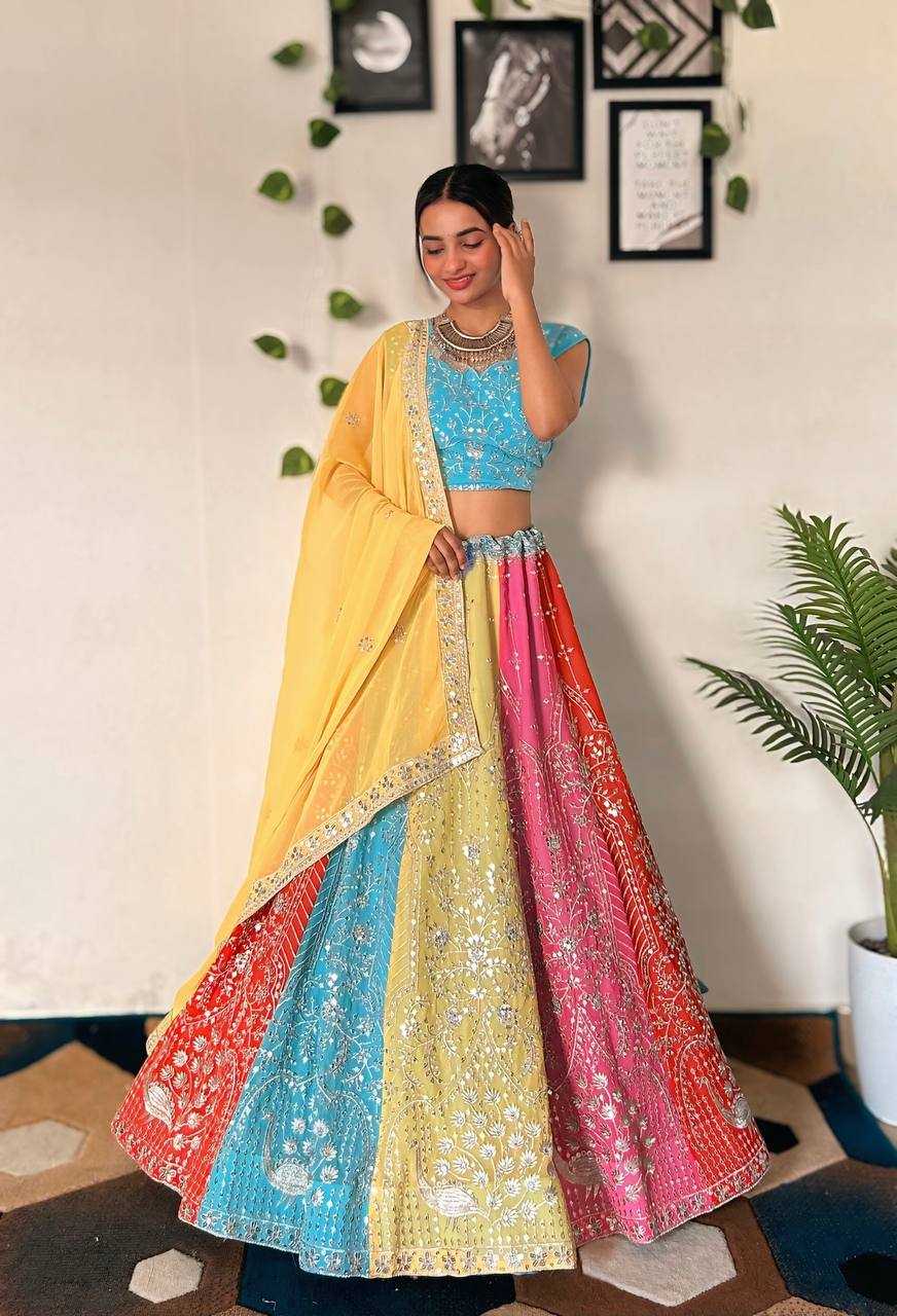 YNF FAUX GEORGETTE RIN114 5010 LEHENGAS WHOLESALE EMBROIDERED GEORGETTE LEHENGA WITH DUPATTA LEHENGA WITH CANCAN LEHENGA WITH BLOUSE MANUFACTURER