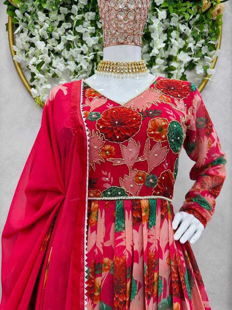 YNF FAUX GEORGETTE RIN202 530 SUITS & DRESSES WHOLESALE PRINTED GEORGETTE ANARKALI SUITS MANUFACTURER