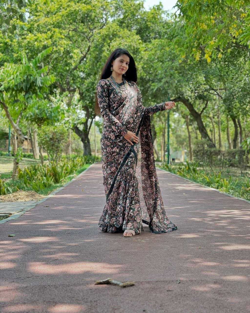 YNF GEORGETTE KESH188 9191 SAREES WHOLESALE PRINTED FANCY GEORGETTE SAREE GOWNS MANUFACTURER