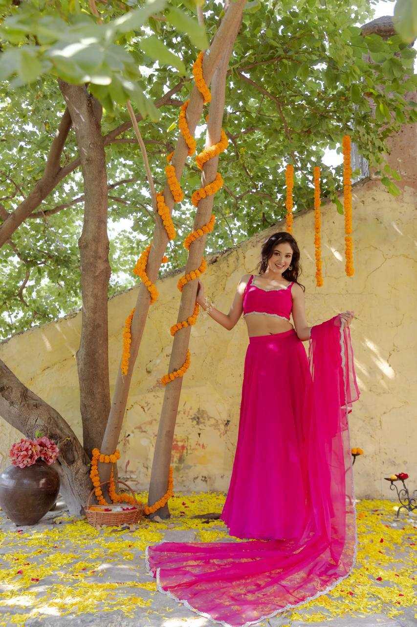 YNF GEORGETTE KESH232 904 LEHENGAS WHOLESALE FANCY GEORGETTE PINK LEHENGAS MANUFACTURER