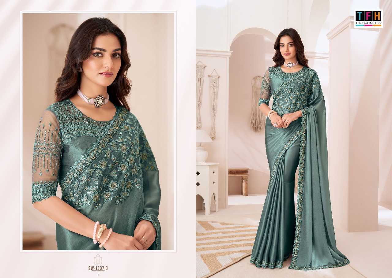 YNF GEORGETTE TFH KESH235 TFH 1307 COLOURS CLOTHING BRANDS WHOLESALE SAREES MANUFACTURER