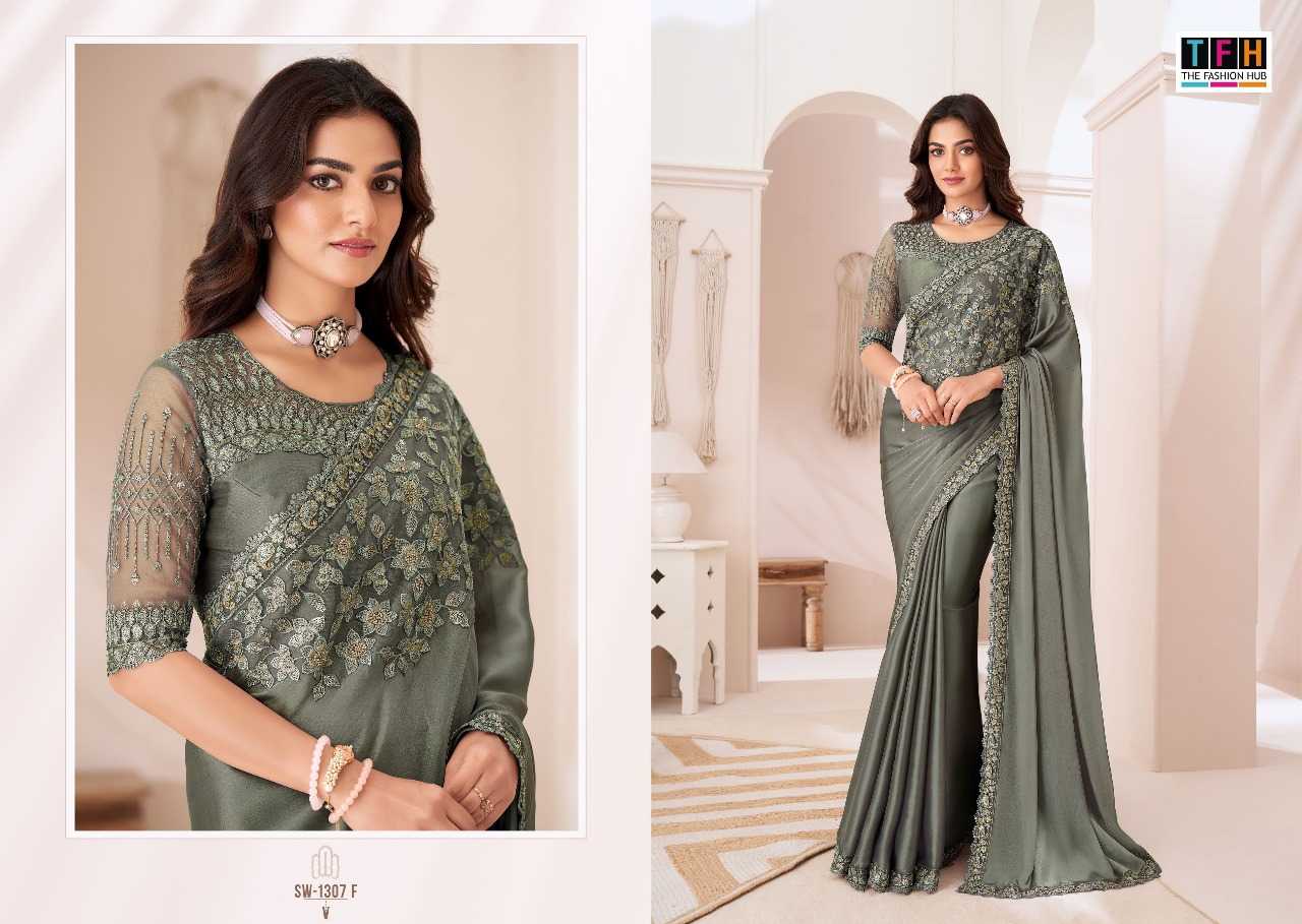 YNF GEORGETTE TFH KESH235 TFH 1307 COLOURS CLOTHING BRANDS WHOLESALE SAREES MANUFACTURER
