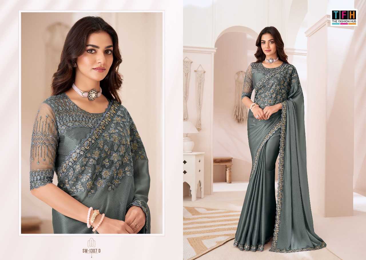 YNF GEORGETTE TFH KESH235 TFH 1307 COLOURS CLOTHING BRANDS WHOLESALE SAREES MANUFACTURER