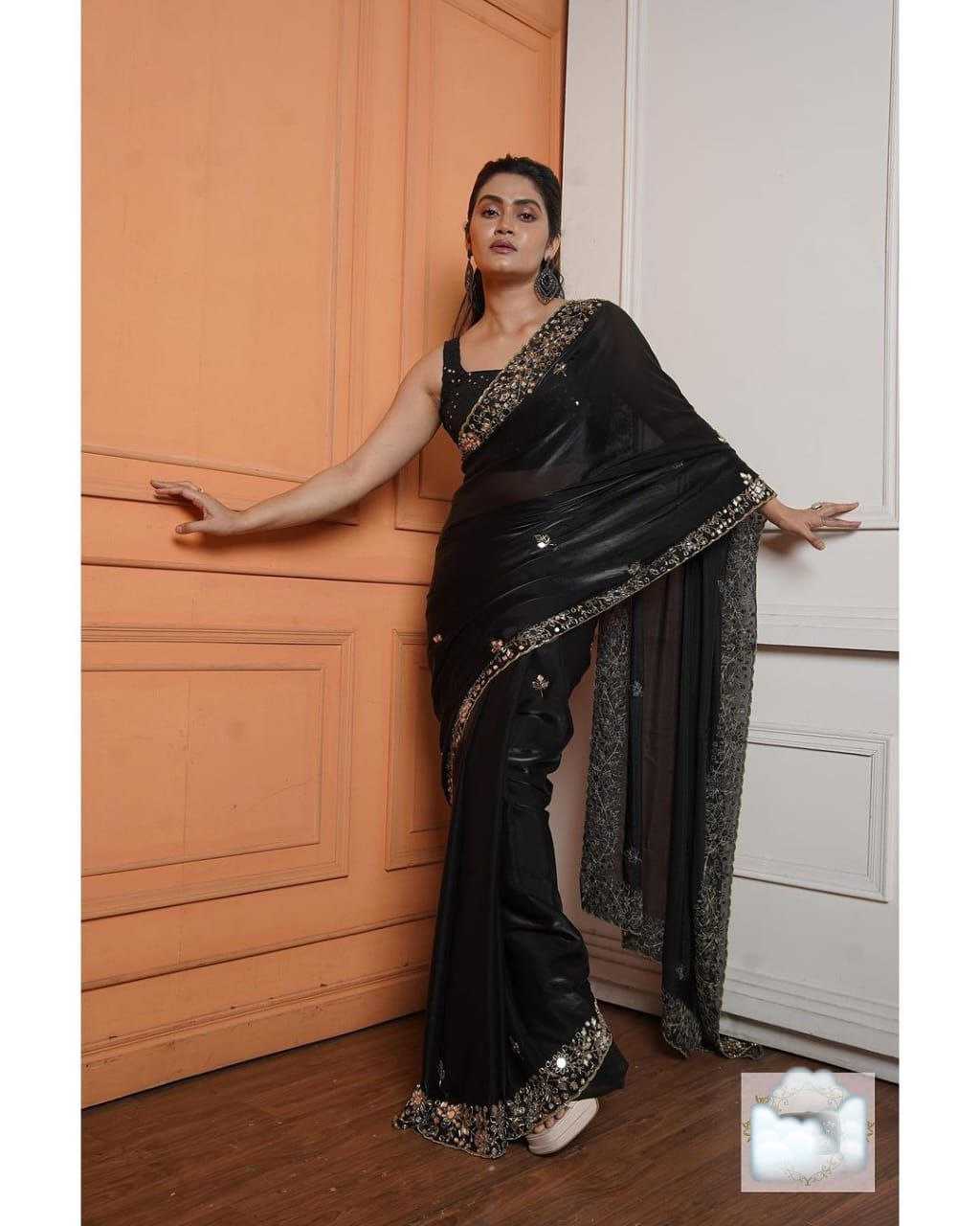 YNF JIMMY CHOO KESH188 9137 SAREES WHOLESALE JIMMY CHOO PARTY WEAR FANCY BLACK SILK SAREES MANUFACTURER