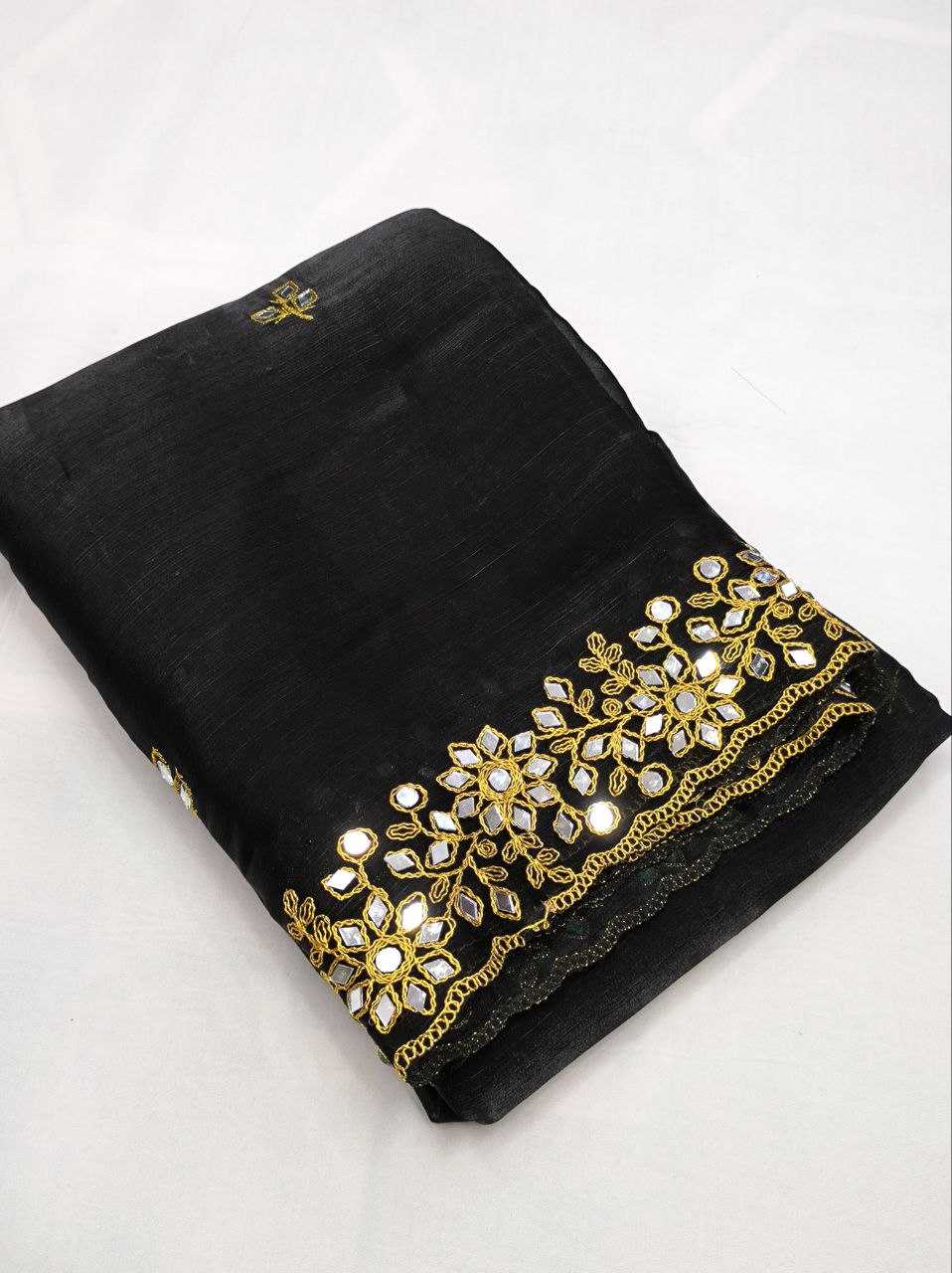 YNF JIMMY CHOO KESH188 9137 SAREES WHOLESALE JIMMY CHOO PARTY WEAR FANCY BLACK SILK SAREES MANUFACTURER