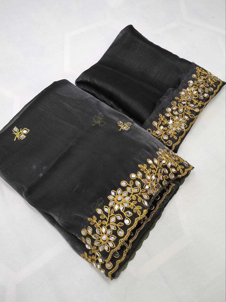 YNF JIMMY CHOO KESH188 9137 SAREES WHOLESALE JIMMY CHOO PARTY WEAR FANCY BLACK SILK SAREES MANUFACTURER