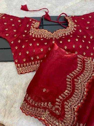 YNF JIMMY CHOO RIN187 671 SAREES WHOLESALE EMBRODERY JIMMY CHOO SEQUIN CUTWORK RED SAREES MANUFACTURER