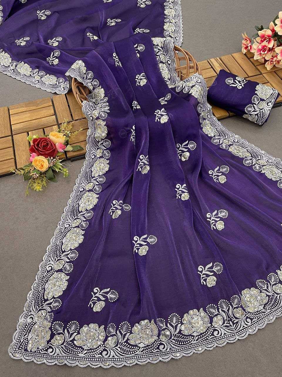 YNF JIMMY CHOO RIN202 559 SAREES WHOLESALE JIMMY CHOO PARTY WEAR SEQUENCE EMBROIDERED SAREES MANUFACTURER