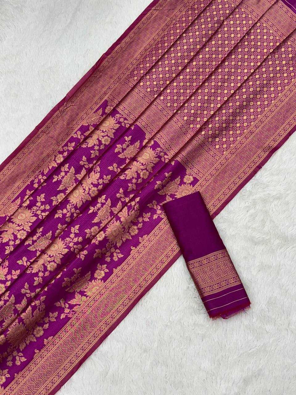 YNF LICHI SILK KESH162 VRT103 SAREES WHOLESALE ZARI BORDER SILK PURPLE SAREES MANUFACTURER