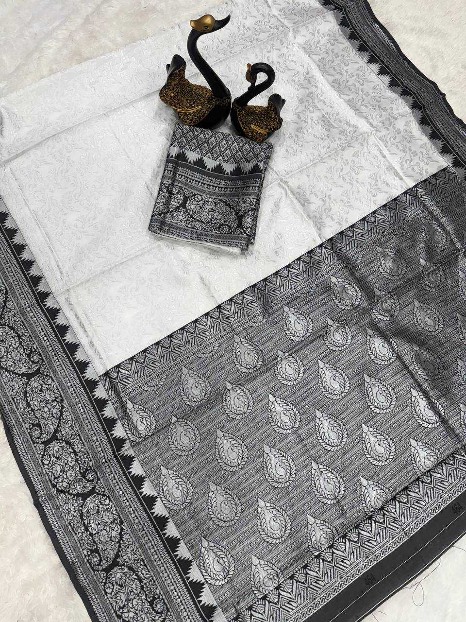 YNF LICHI SILK RIN179 767 SAREES WHOLESALE LADIES SILK ZARI BORDER WHITE SAREES MANUFACTURER