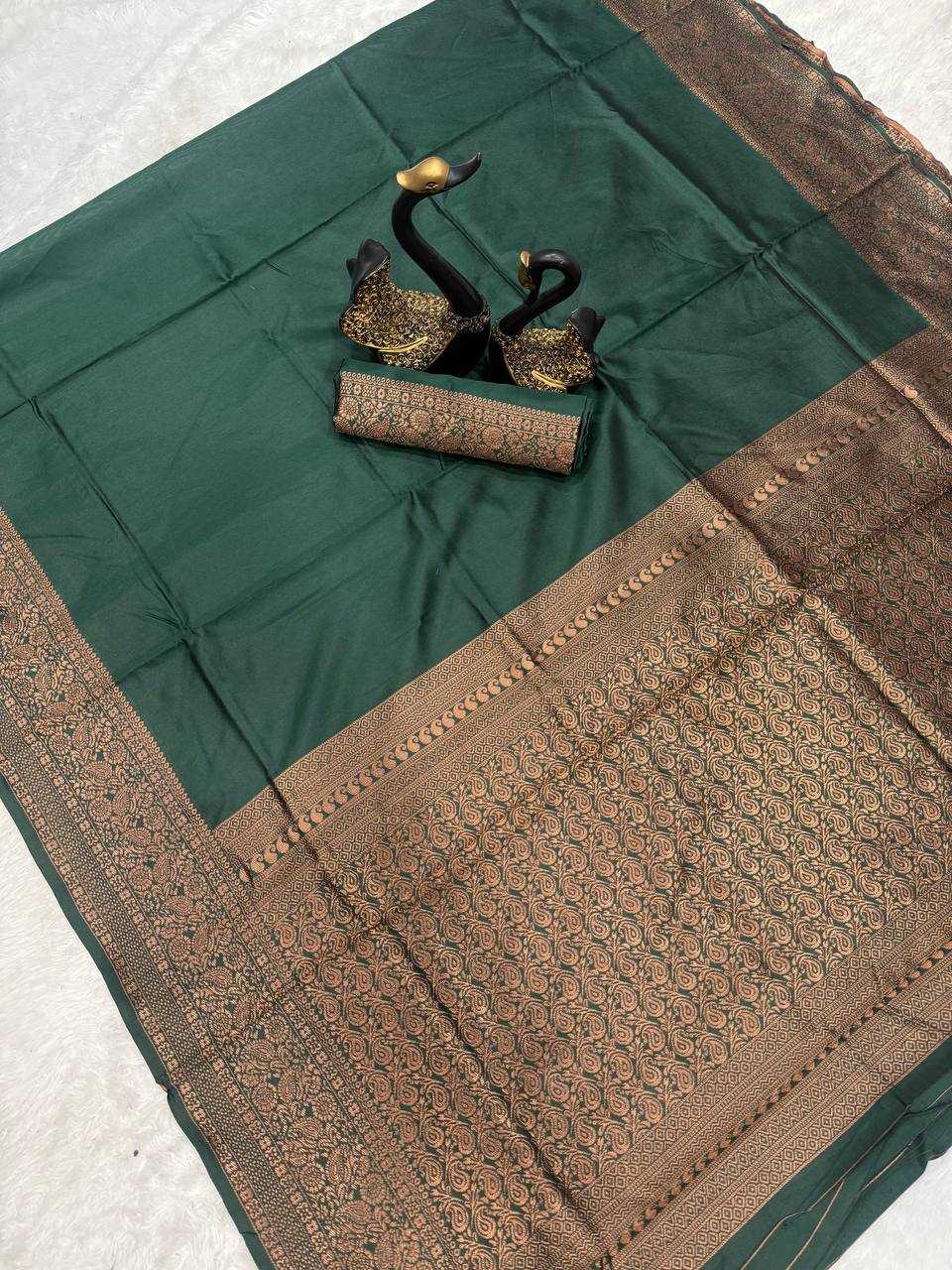 YNF LICHI SILK RIN179 768 SAREES WHOLESALE LADIES SILK GREEN ZARI BORDER SAREES MANUFACTURER