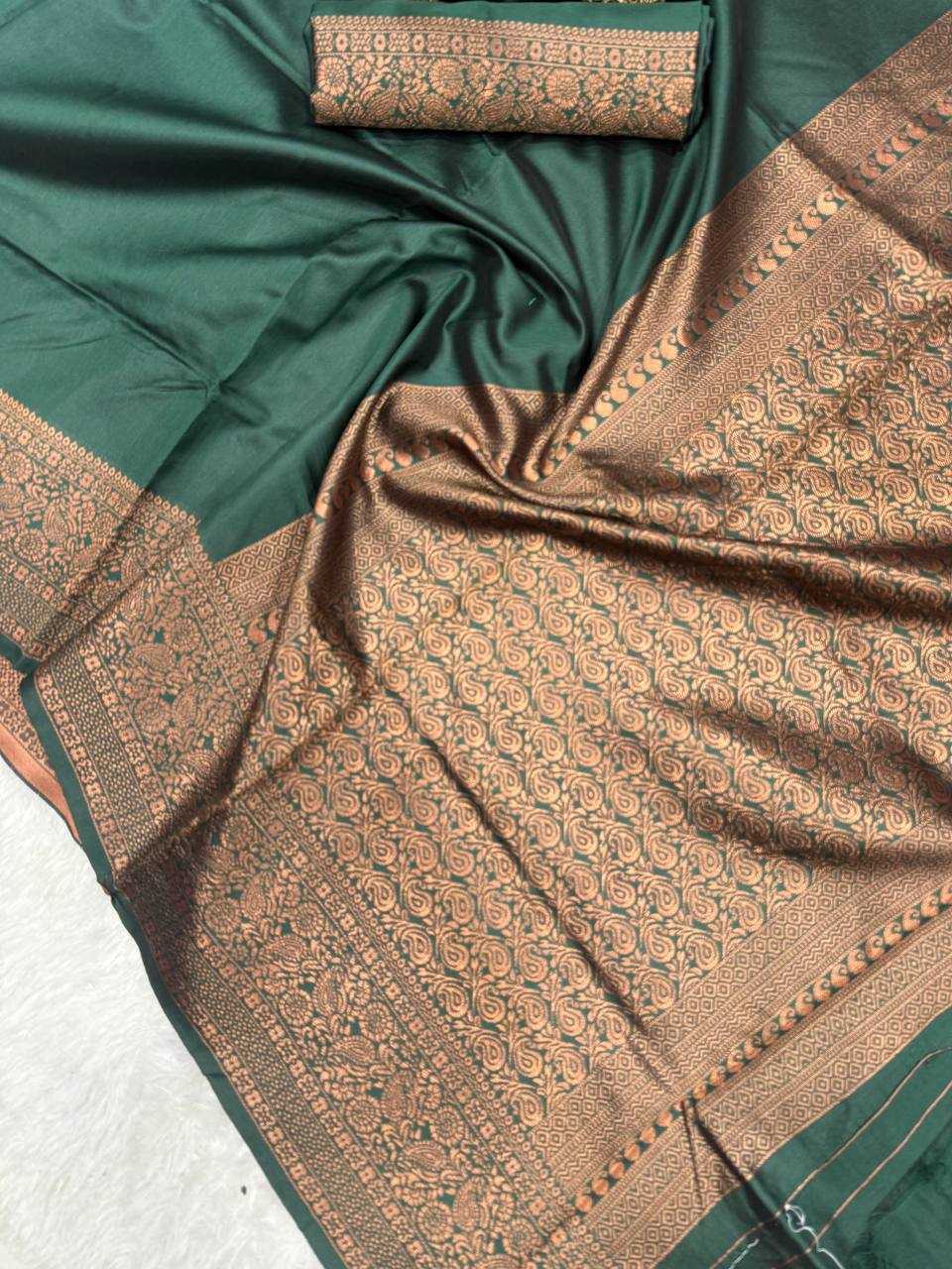 YNF LICHI SILK RIN179 768 SAREES WHOLESALE LADIES SILK GREEN ZARI BORDER SAREES MANUFACTURER