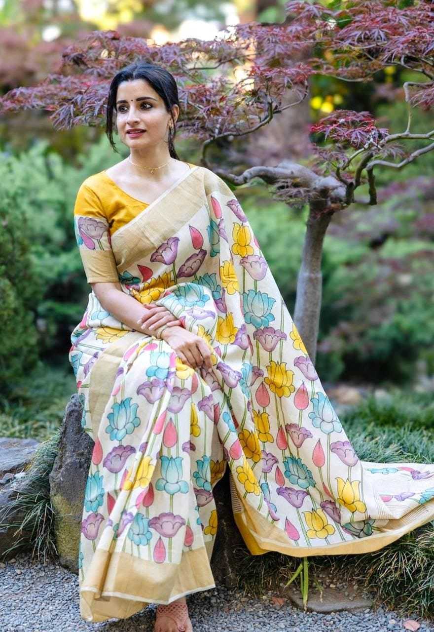 YNF LINEN KESH223 476 SAREES WHOLESALE PRINTED LADIES ZARI BORDER SAREE MANUFACTURER