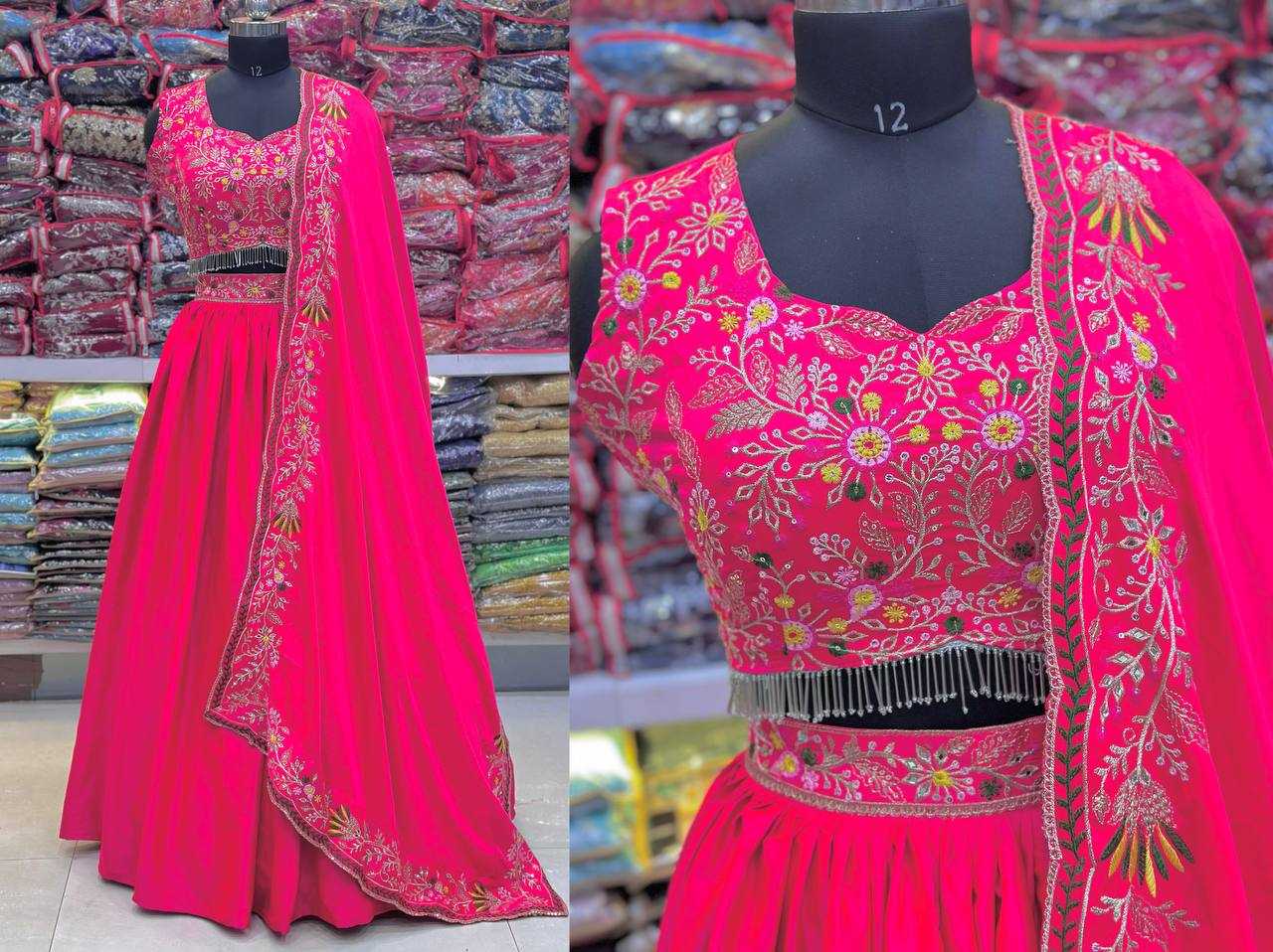 YNF MALAI SILK RIN114 5001 LEHENGAS WHOLESALE DESIGENR SILK WEDDING EMBROIDERED PINK LEHENGAS MANUFACTURER