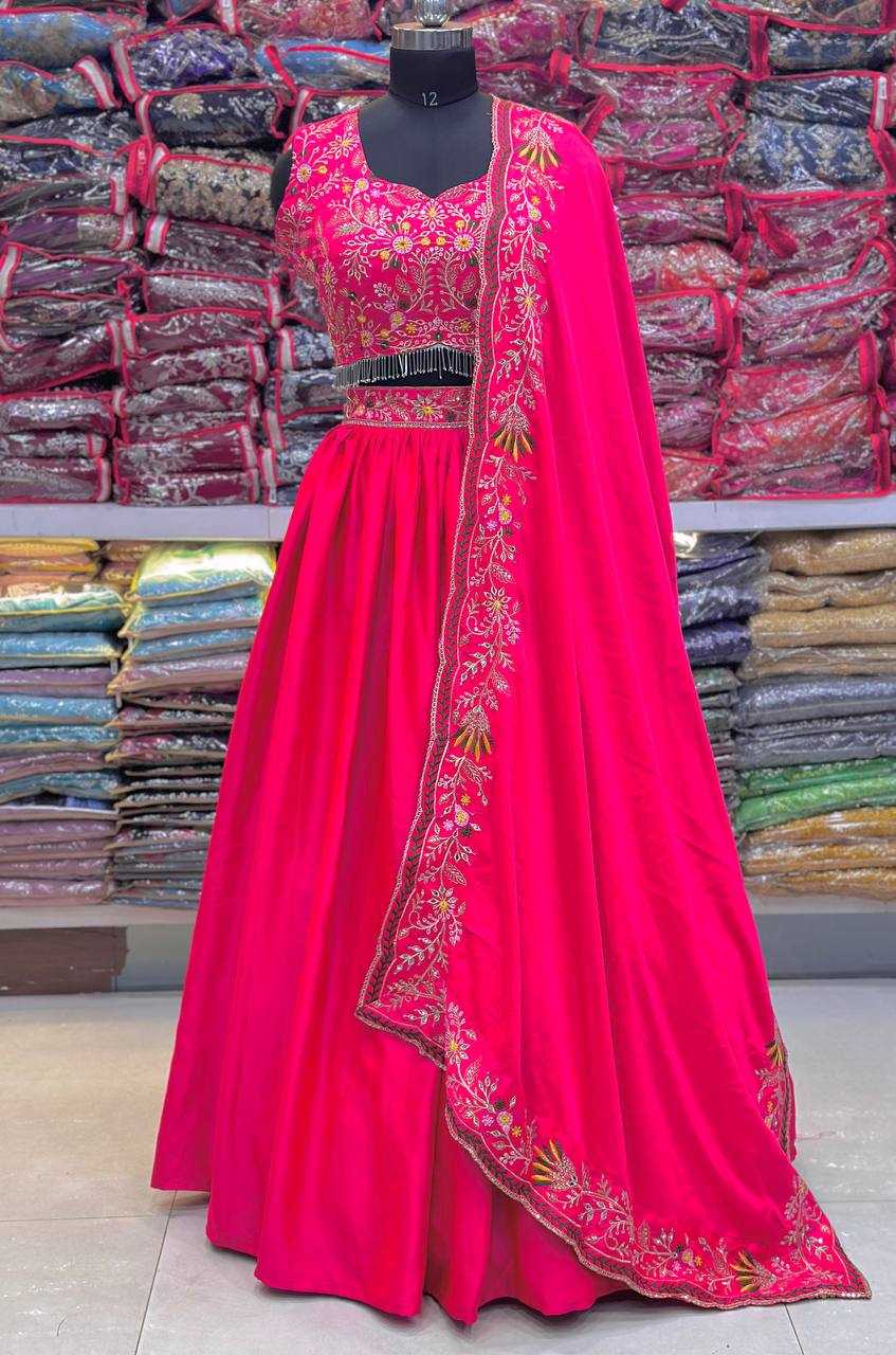 YNF MALAI SILK RIN114 5001 LEHENGAS WHOLESALE DESIGENR SILK WEDDING EMBROIDERED PINK LEHENGAS MANUFACTURER