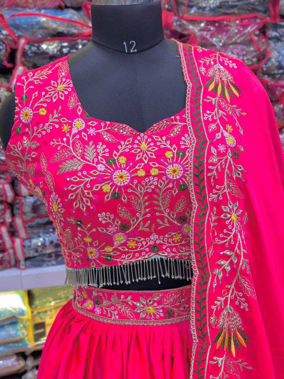 YNF MALAI SILK RIN114 5001 LEHENGAS WHOLESALE DESIGENR SILK WEDDING EMBROIDERED PINK LEHENGAS MANUFACTURER