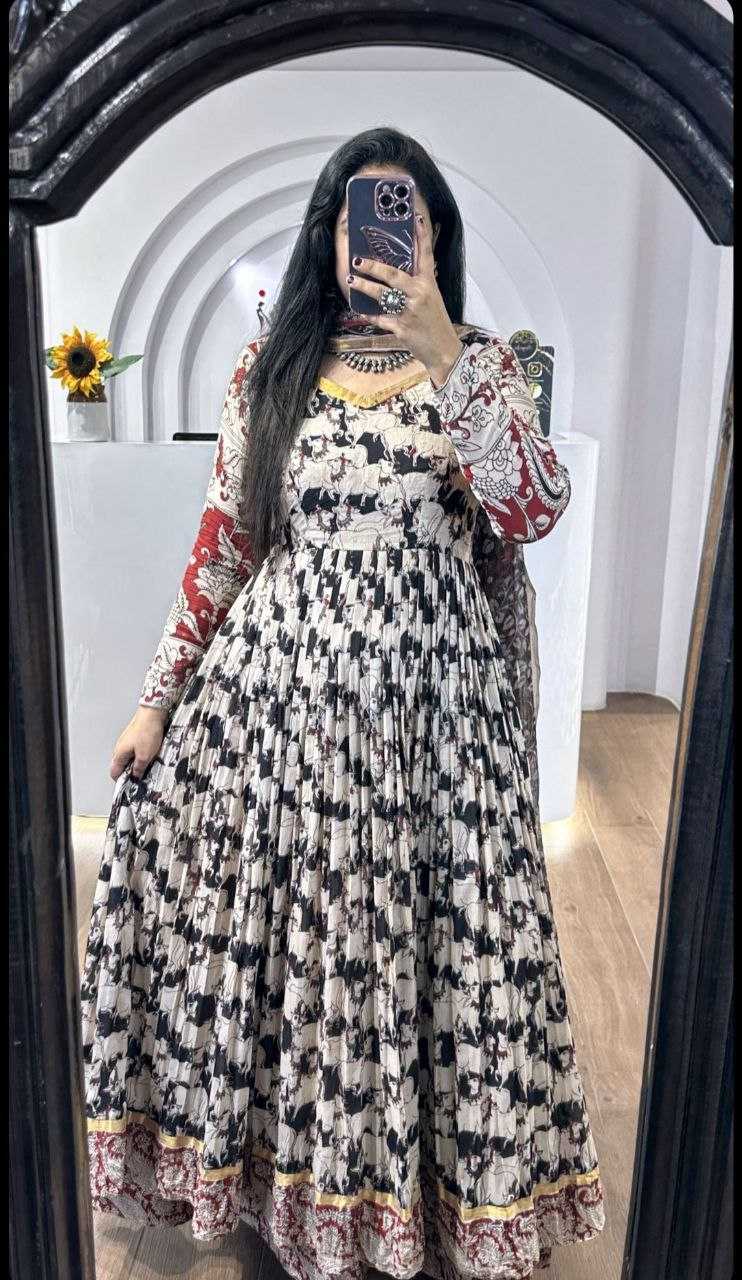 YNF MUSLIN COTTON KESH208 097 GOWNS WHOLESALE PRINTED FANCY ANARKALI LONG INDO-WESTERN GOWNS WITH JACKET MANUFACTURER