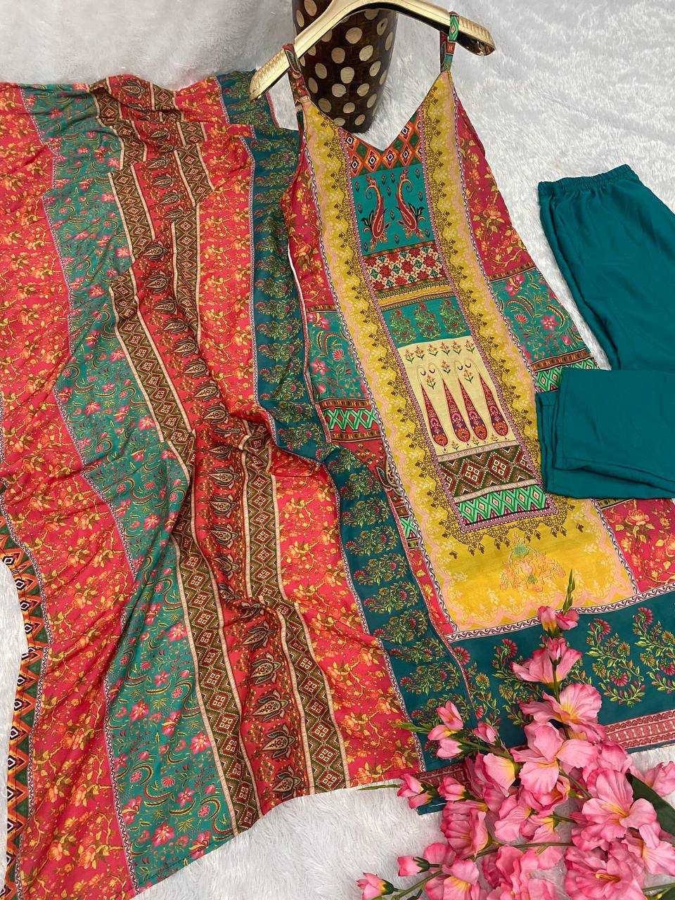 YNF MUSLIN KESH164 G65 SUITS & DRESSES WHOLESALE PRINTED LONG KURTI SLEEVELESS DRESSES SUITS MANUFACTURE