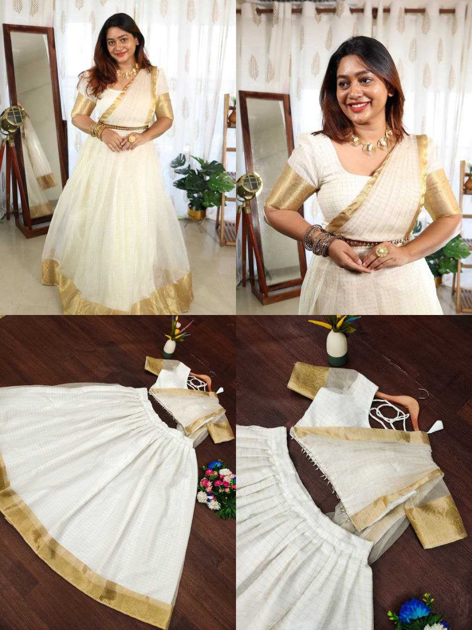 YNF ORGANZA KESH188 9195 LEHENGAS WHOLESALE TRADITIONAL SIMPLE WHITE LEHENGAS MANUFACTURER