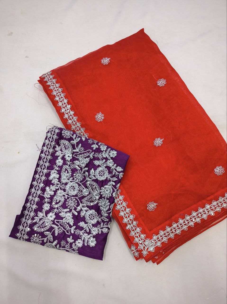 YNF ORGANZA SILK KESH188 9121 SAREES WHOLESALE ORGANZA SEQUENCE EMBROIDERED RED SILK SAREES MANUFACTURER